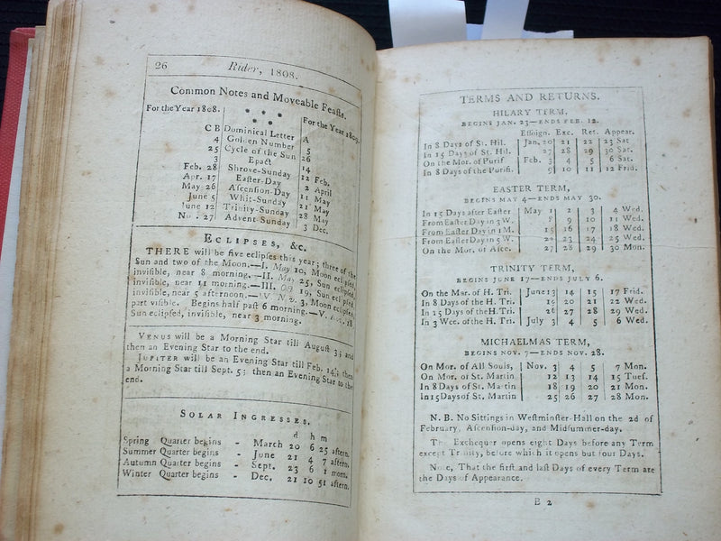 1808 THE ROYAL KALENDAR ANNUAL REGISTER - HARDCOVER -NICE ILLUSTRATIONS- KD 7586