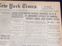 1918 FEBRUARY 14 NEW YORK TIMES - BRITISH PACIFISTS DEFEATED 159 TO 28 - NT 8240