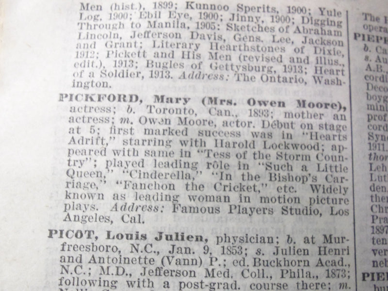 1916-1917 WHO'S WHO IN AMERICA VOLUME NO. 9 - LOAD WITH FAMOUS NAMES - KD 2175