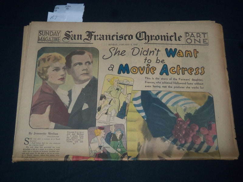 1937 JANUARY 3 SAN FRANCISCO CHRONICLE SUNDAY MAGAZINE SECTIONS -COMICS- NP 3706