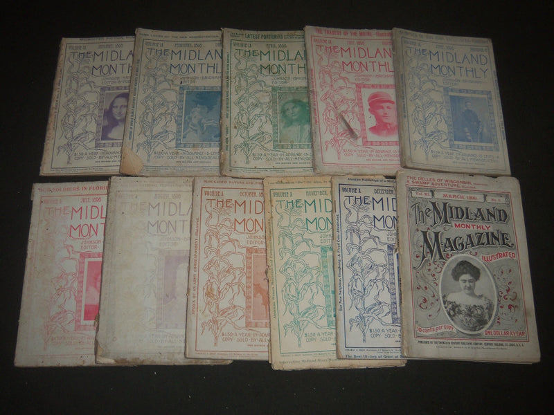 1898-1899 THE MIDLAND MONTHLY MAGAZINE LOT OF 11 ISSUES - NICE PHOTOS - WR 1283