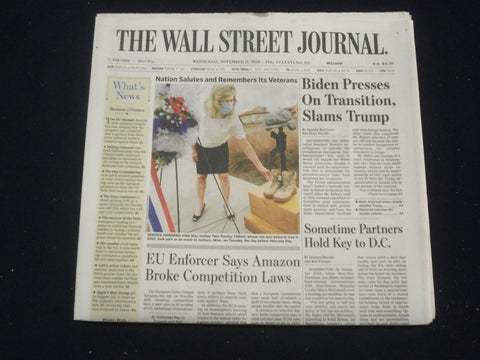 2020 NOV 11 THE WALL STREET JOURNAL - BIDEN PRESSES ON TRANSITION, SLAMS TRUMP