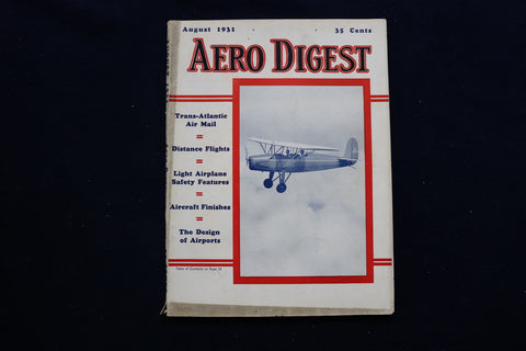 1931 AUG AERO DIGEST MAGAZINE - FAIRCHILD 22 BY KREIDER REISNER COVER - E 11269