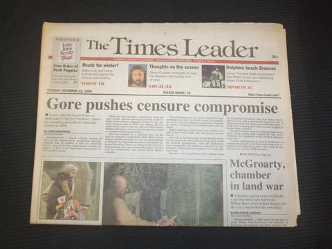1998 DEC 22 WILKES-BARRE TIMES LEADER - GORE PUSHES CENSURE COMPROMISE - NP 7499