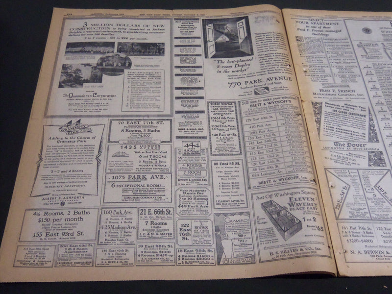 1930 OCTOBER 5 NEW YORK TIMES REAL ESTATE - NEW BUILDING ERA OPENING - NT 6998