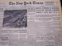 1948 APRIL 11 NEW YORK TIMES - BOGOTA UPRISING IS QUELLED - NT 138