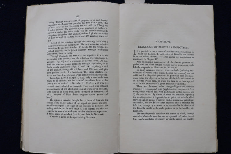 1934 BRUCELLA INFECTION IN SWINE SOFTCOVER BOOK BY AXEL THOMSEN -SIGNED - K 1462
