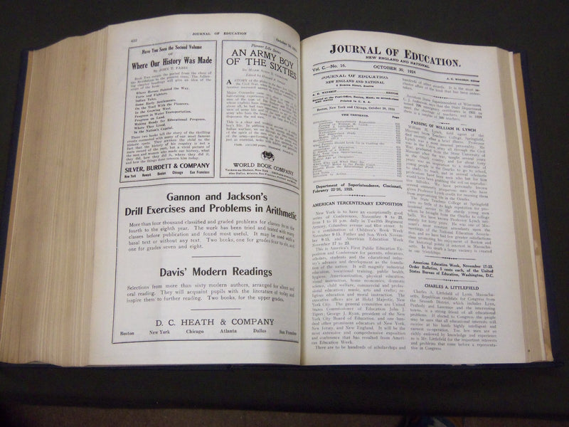 1924 JANUARY-DECEMBER JOURNAL OF EDUCATION BOUND VOLUME - COMPLETE YEAR - R 934