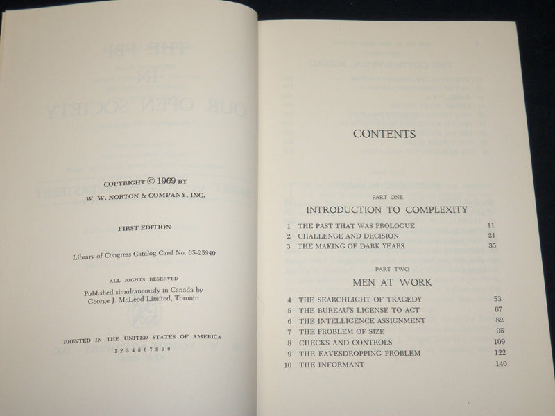 1969 THE FBI IN OUR OPEN SOCIETY BOOK INSCRIBED BY HARRY OVERSTREET - D 529