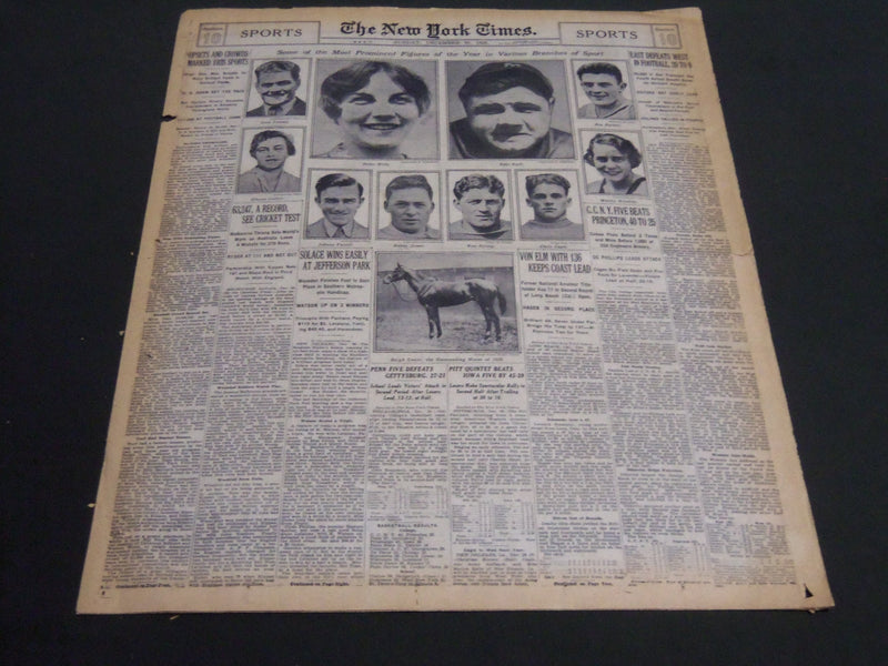 1928 DECEMBER 30 NEW YORK TIMES SPORTS SECTION - RUTH JONES TUNNEY - NT 7122
