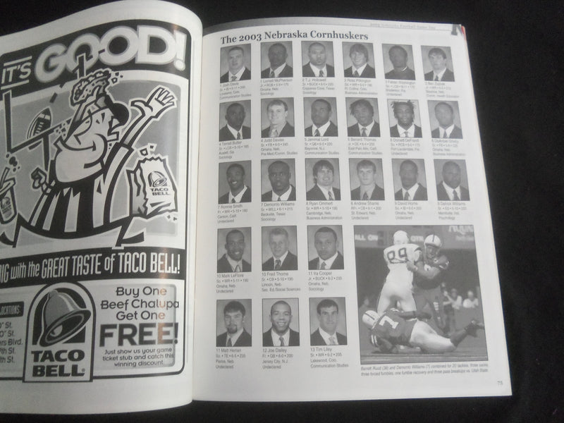 2003 SEP 13 FOOTBALL PROGRAM - UNIV OF NEBRASKA VS PENN STATE UNIV - B 5534S