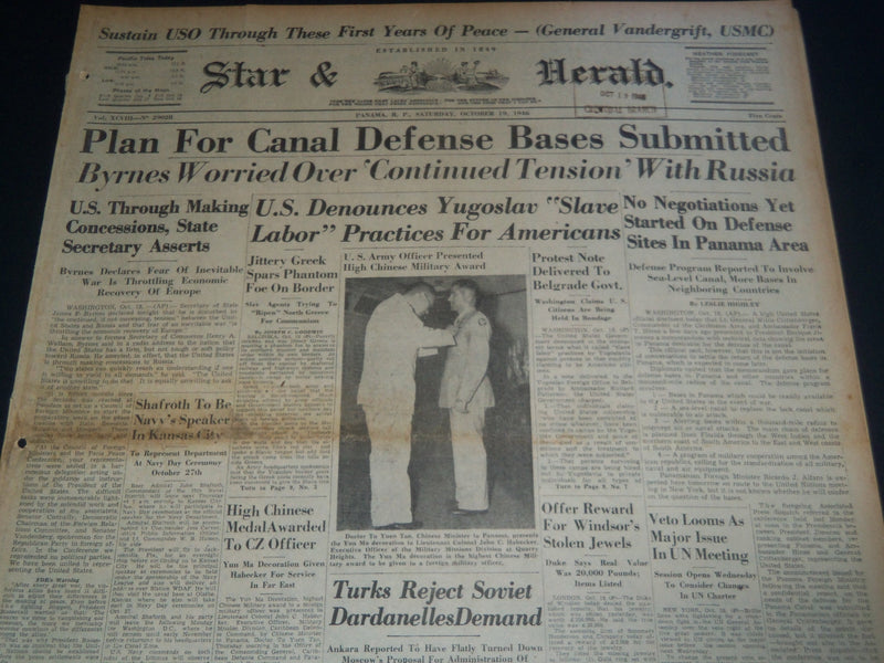 1946 OCT 19 PANAMA STAR & HERALD NEWSPAPER - GOERING SUICIDE NOTE - NT 7542