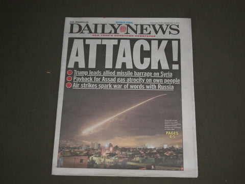 2018 APRIL 14 NEW YORK DAILY NEWS-ATTACK, TRUMP BOBMS SYRIA-SPORTS FINAL EDITION