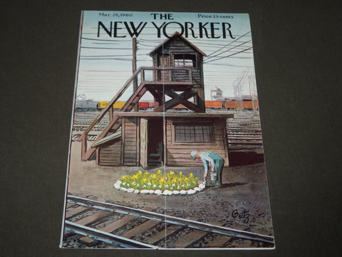 1960 MARCH 26 NEW YORKER MAGAZINE FRONT COVER ONLY - GREAT ART FOR FRAMING