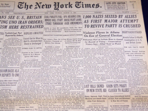 1946 MAR 31 NEW YORK TIMES - 1,000 NAZIS SEIZED ATTEMPT TO REVIVE PARTY- NT 2241