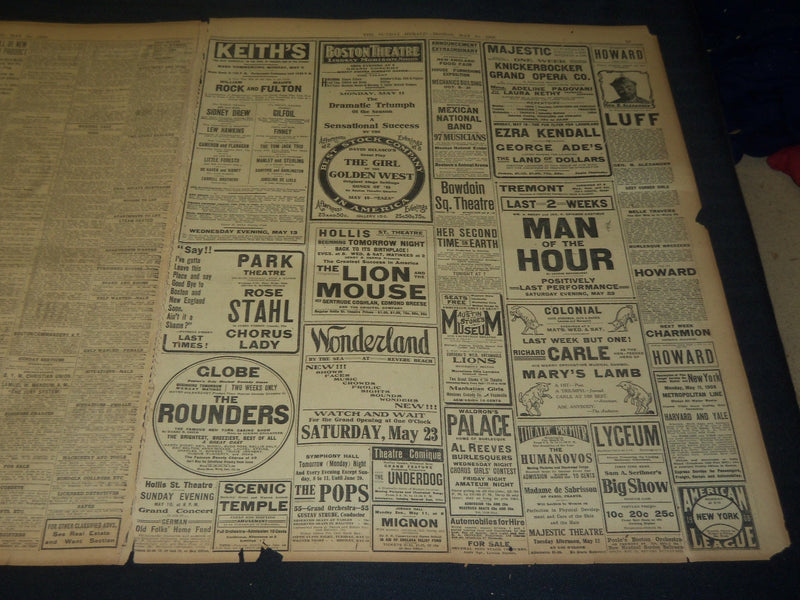1908 MAY 10 THE BOSTON HERALD - ATHLETES STRIVING FOR HONORS IN STADIUM - BH 67