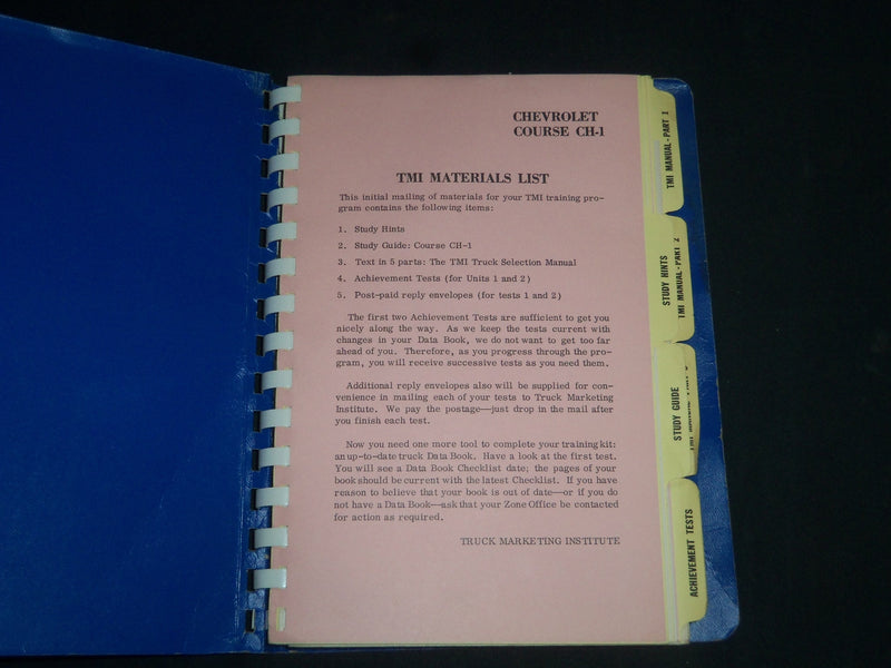 1965 CHEVROLET TMI COURSE CH-1 GUIDE- MOTOR TRUCK SELECTION APPLICATION- KD 5498