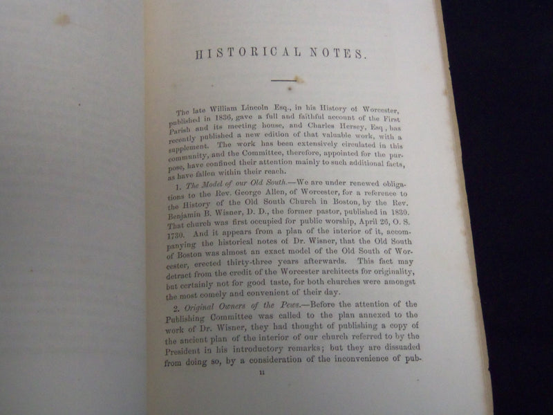 1863 HISTORICAL DISCOURSE OLD SOUTH MEETING HOUSE BY BACON & BARTON - J 8812