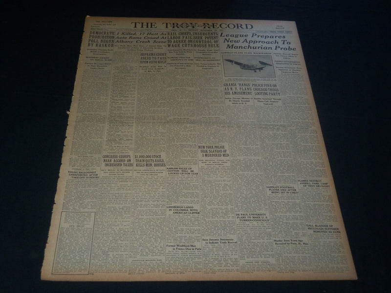 1931 NOV 23 TROY MORNING RECORD - NEW APPROACH TO MANCHURIA PROBE - NT 7475