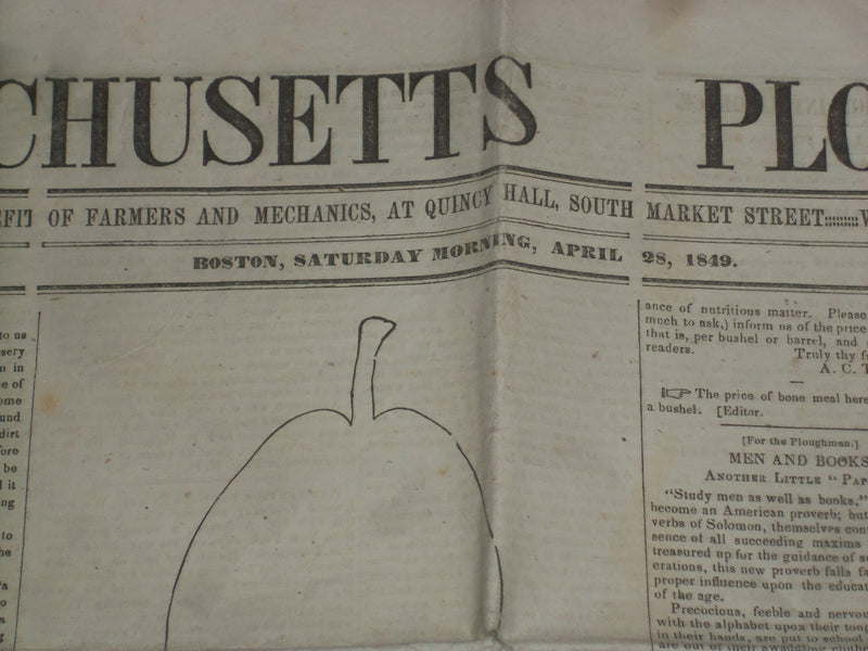 1849 APRIL 28 MASSACHUSETTS PLOUGHMAN NEWSPAPER - FREEMONT'S EXPEDITION- NP 5166