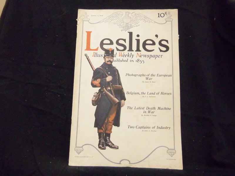 1914 OCTOBER 8 LESLIE'S WEEKLY MAGAZINE - GREAT PHOTOS & ADS - ST 1295