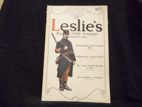 1914 OCTOBER 8 LESLIE'S WEEKLY MAGAZINE - GREAT PHOTOS & ADS - ST 1295