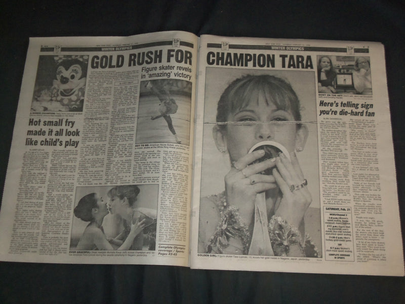 1998 FEBRUARY 21 NEW YORK POST NEWSPAPER - TARA LIPINSKI WINS GOLD MEDAL-NP 4121