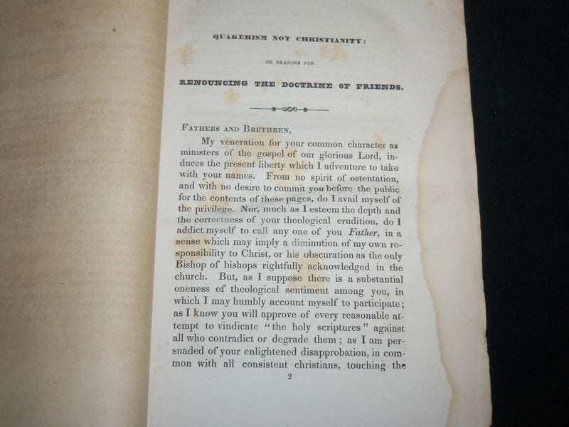 1833 QUAKERISM NOT CHRISTIANITY SAMUEL COX HARDCOVER BOOK - KD 6614