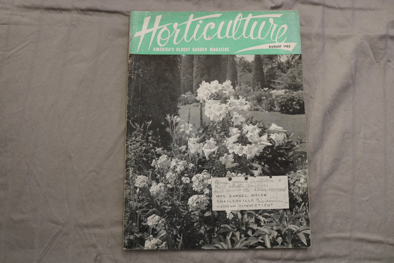 1953 AUGUST HORTICULTURE MAGAZINE - BEAUTIFUL SCENERY COVER - ST 1015O