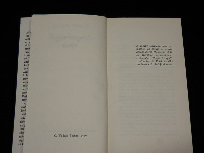 1979 NYUGTALAN SAGOK NYARA HARDCOVER BOOK BY VADASZ FERENC - KD 7407