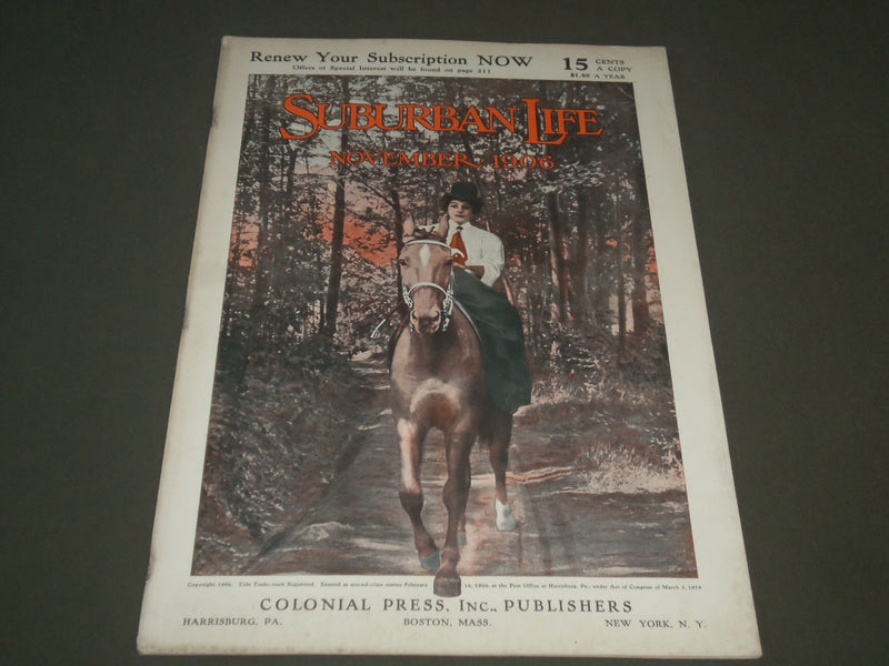 1906 NOV SUBURBAN LIFE THE COUNTRYSIDE MAGAZINE - GREAT COVER & ADS - SP 9493