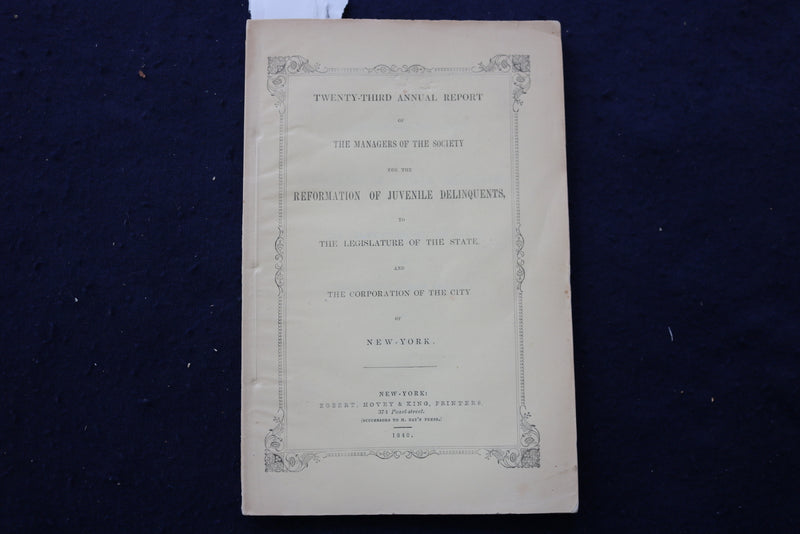 1848 REFORMATION OF JUVENILE DELINQUENTS REPORT SOFTCOVER BOOK - K 838