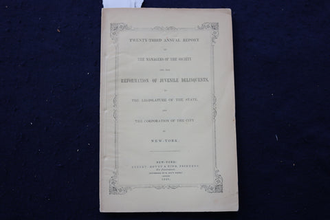 1848 REFORMATION OF JUVENILE DELINQUENTS REPORT SOFTCOVER BOOK - K 838