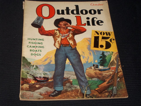 1936 OCTOBER OUTDOOR LIFE MAGAZINE - FISHING HUNTING CAMPING COVER - E 5685