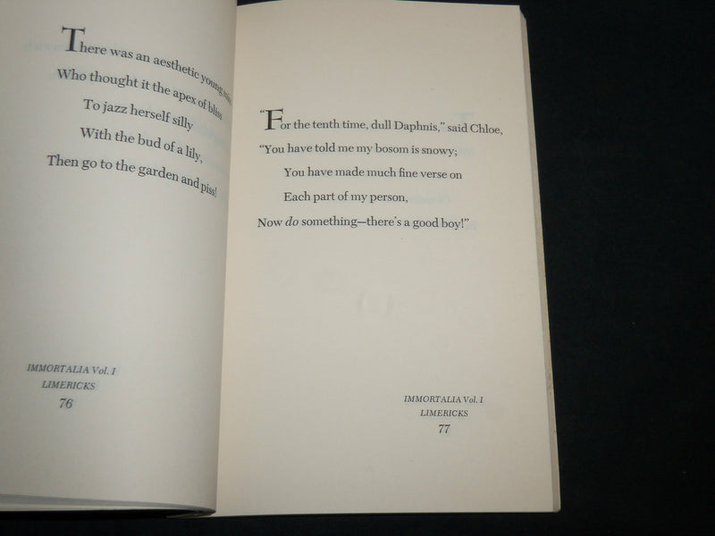 1970 IMMORTALIA VOLUME ONE - LIMERICKS SOFTCOVER BOOK BY HAROLD HART - KD 7007