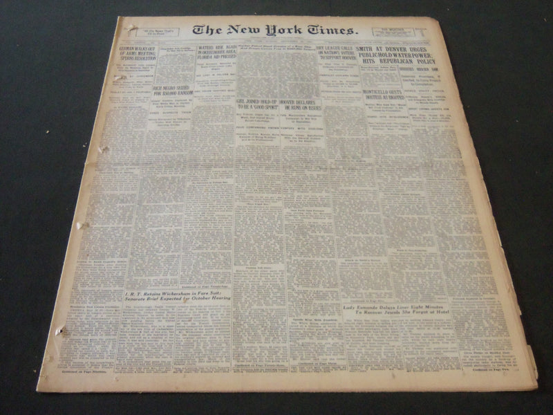 1928 SEPTEMBER 23 NEW YORK TIMES - WATERS RISE AGAIN IN OKEECHOBEE AREA- NT 6448