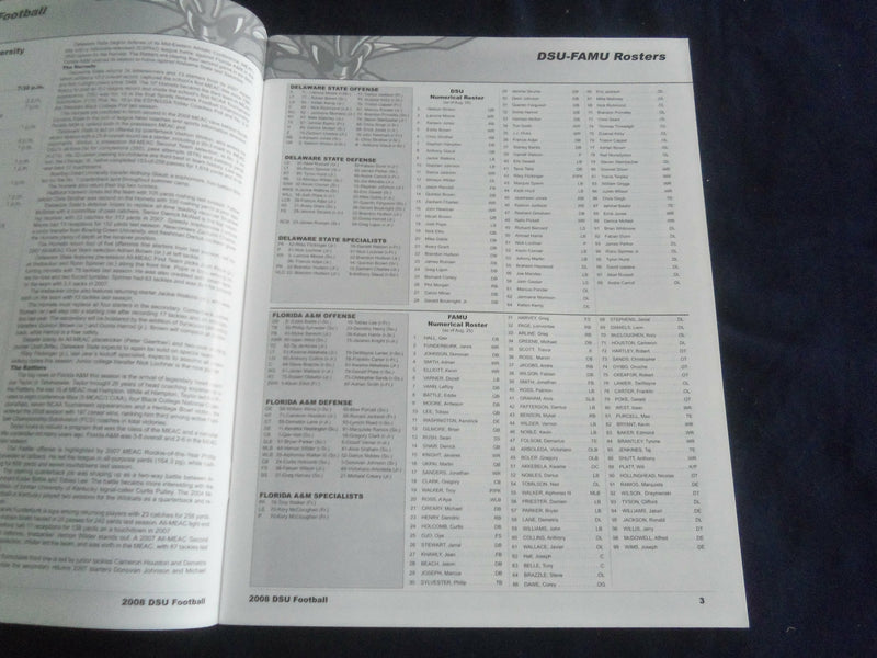 2008 SEP 4 FOOTBALL PROGRAM - DELAWARE STATE UNIV VS FLORIDA A&M UNIV - SP 1217B