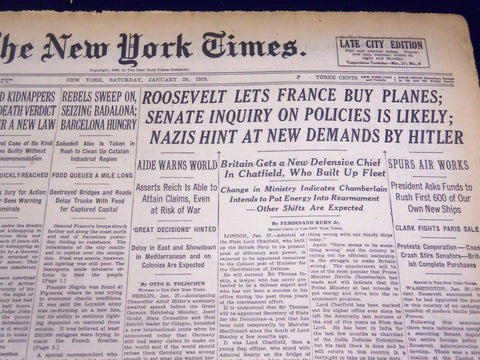 1939 JAN 28 NEW YORK TIMES - REBELS SEIZE BADALONA NAZIS HINT AT DEMANDS- NT 598