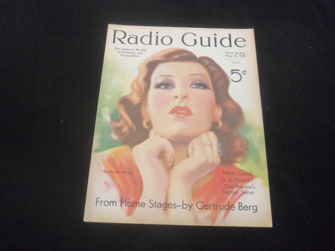 1935 MAY 18 RADIO GUIDE MAGAZINE - GETRUDE NIESEN ILLUSTRATED COVER - SP 9517B