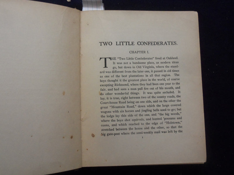 1924 TWO LITTLE CONFEDERATES HARDCOVER BOOK BY THOMAS NELSON PAGE - KD 8403