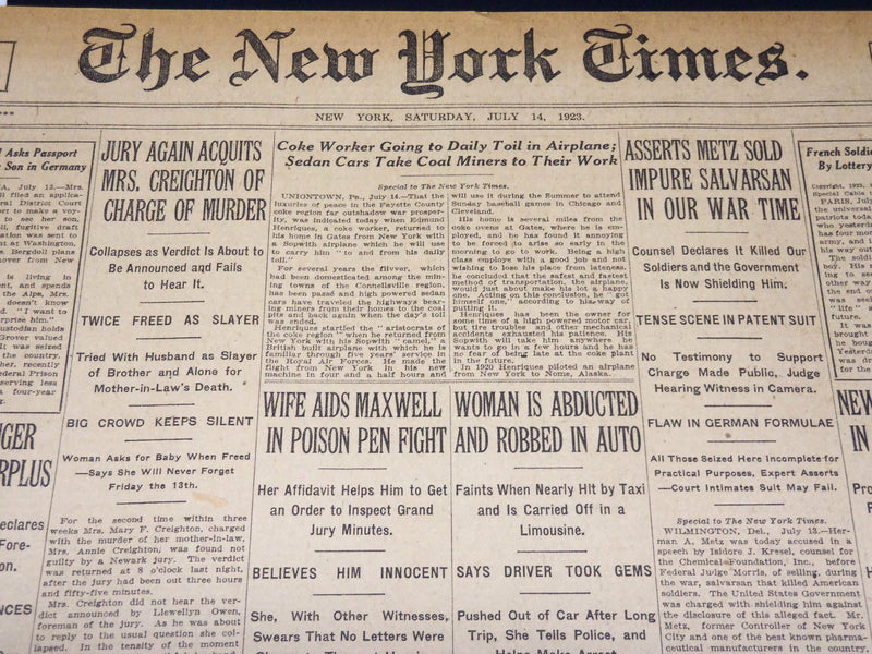 1923 JULY 14 NEW YORK TIMES - HUTCHINSON HAS 142 & JONES SECOND 144 - NT 7747