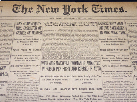 1923 JULY 14 NEW YORK TIMES - HUTCHINSON HAS 142 & JONES SECOND 144 - NT 7747