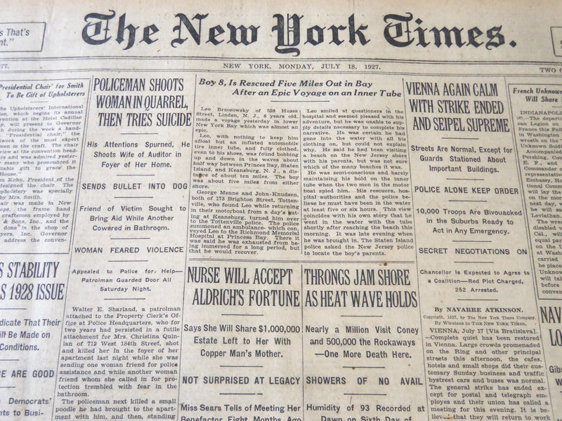 1927 JUL 18 NEW YORK TIMES - GHOST OF SARGENT REPORTED LONDON STUDIO - NT 6358