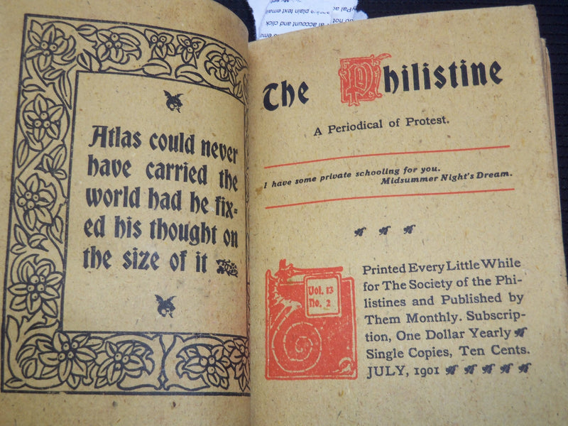 1901 JUNE-NOVEMBER THE PHILISTINE MAGAZINE VOLUME NO. XIII - KD 7672