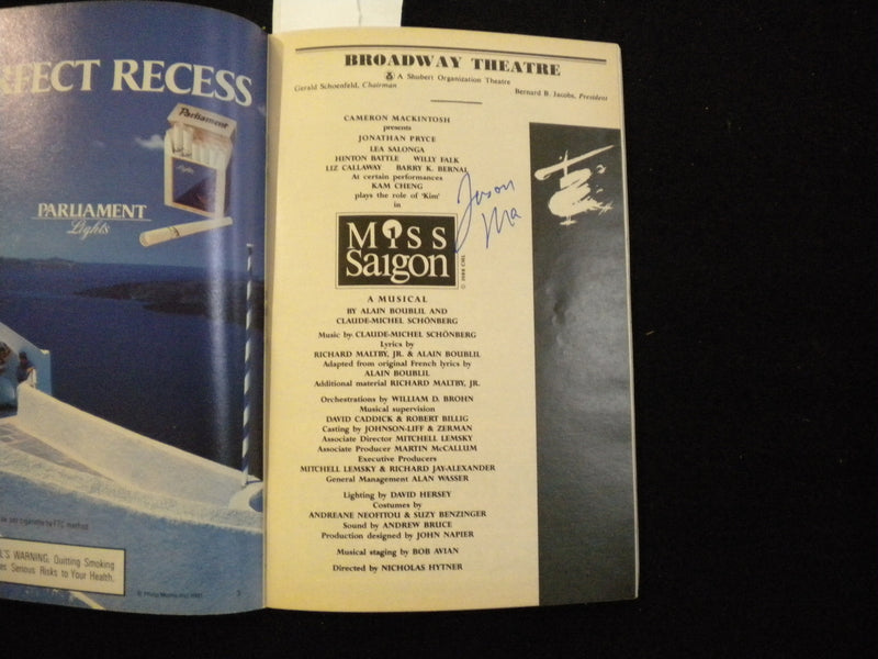 1991 MISS SAIGON PLAYBILL - 4 SIGNATURES - J 8252