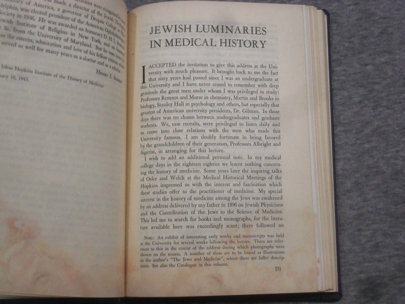 1946 JEWISH LUMINARIES IN MEDICAL HISTORY BY HARRY FRIEDENWALD, MD - KD 2758H