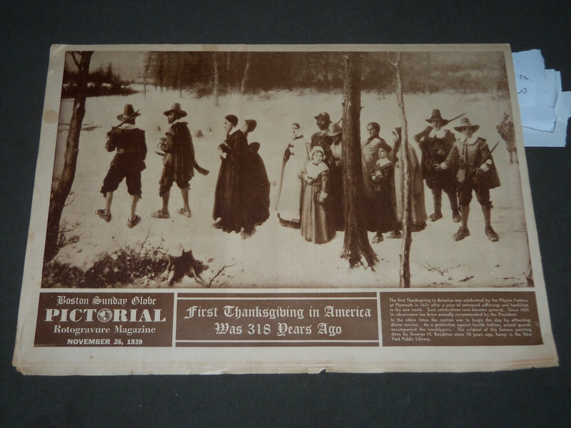 1939 NOVEMBER 26 BOSTON GLOBE PICTORIAL MAGAZINE - THANKSGIVING - NP 2936