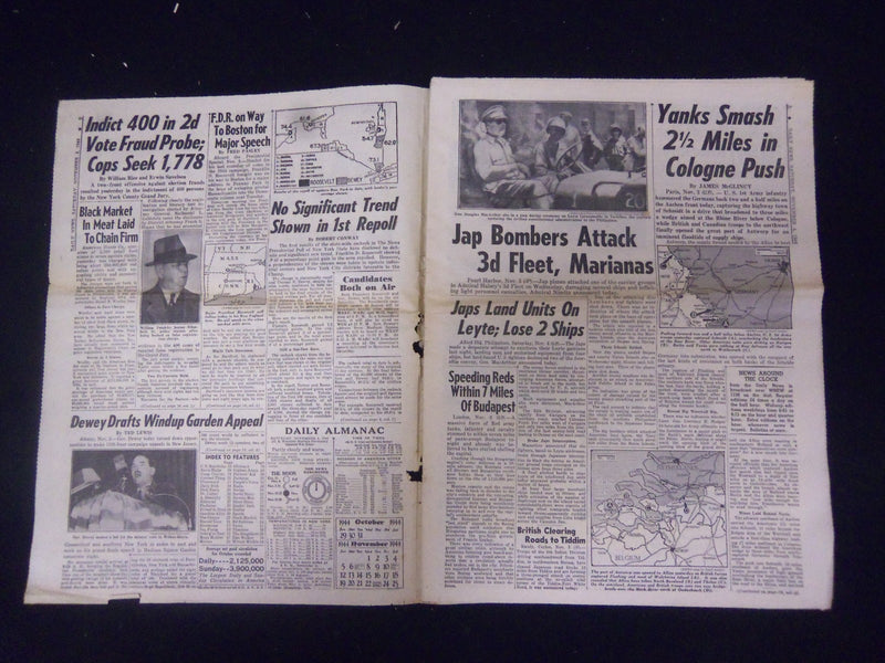 1944 NOVEMBER 4 NEW YORK DAILY NEWS - JAPS ATTACK HALSEY FLEET - NP 2161