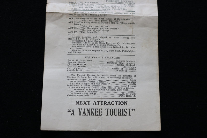 1908 APRIL 27 THE FORREST THEATRE PROGRAM - THE ROUND UP - K 1995
