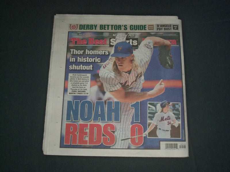 2019 MAY 3 NEW YORK POST NEWSPAPER - SYNDERGAARD HOMERS & PITCHES 1-0 SHUTOUT